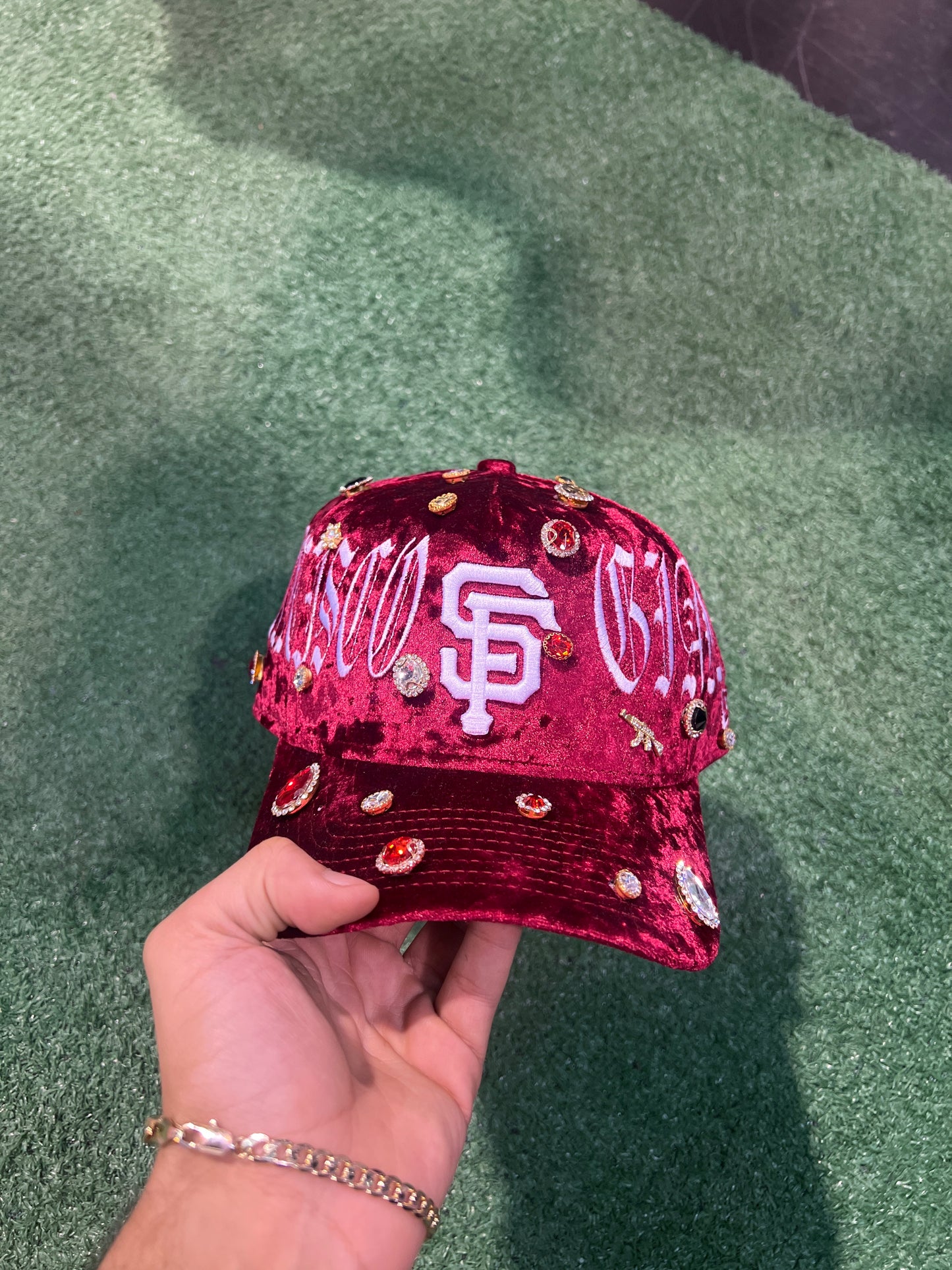 Custom Deep Red Satin SF Giants