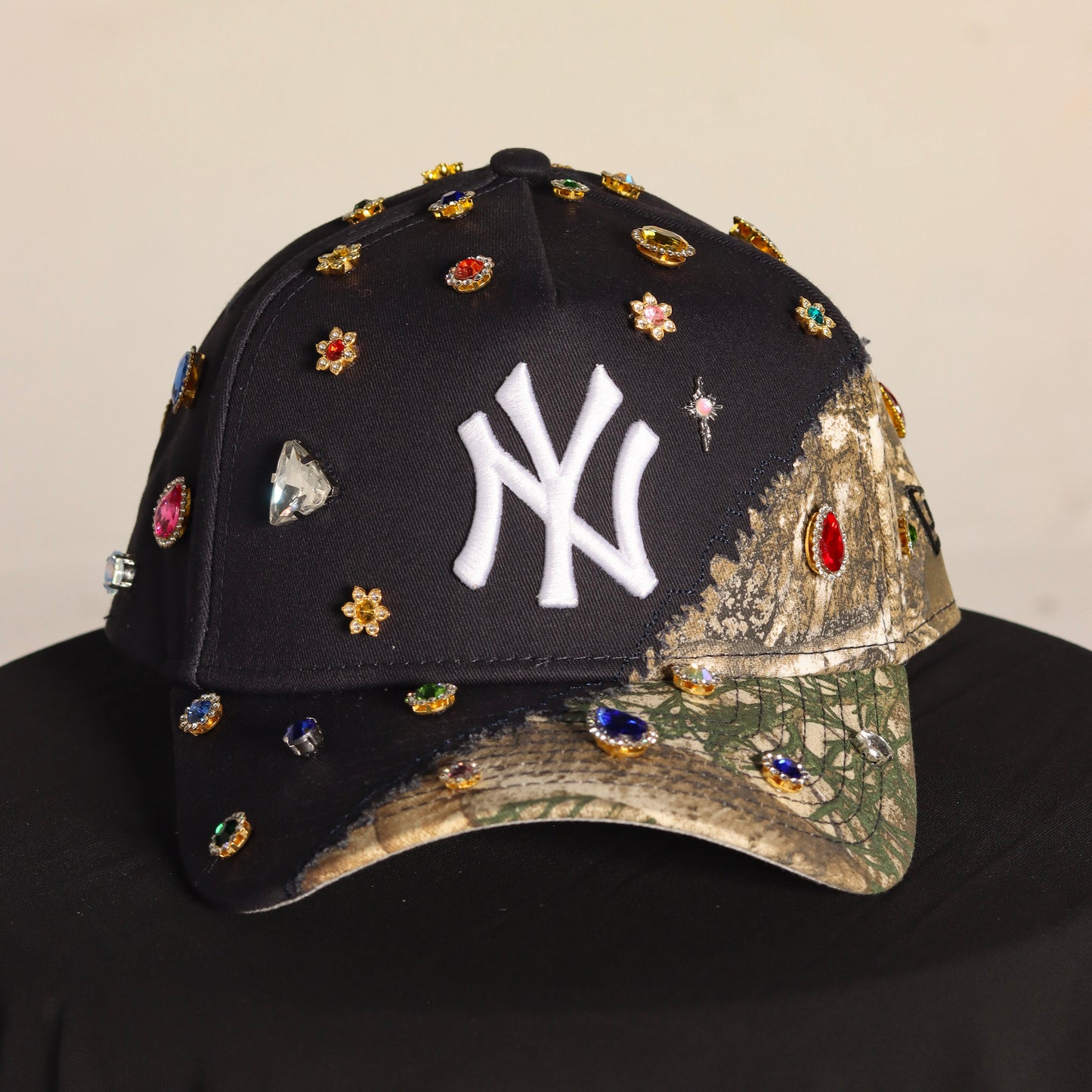 Custom half camo/navy blue NY
