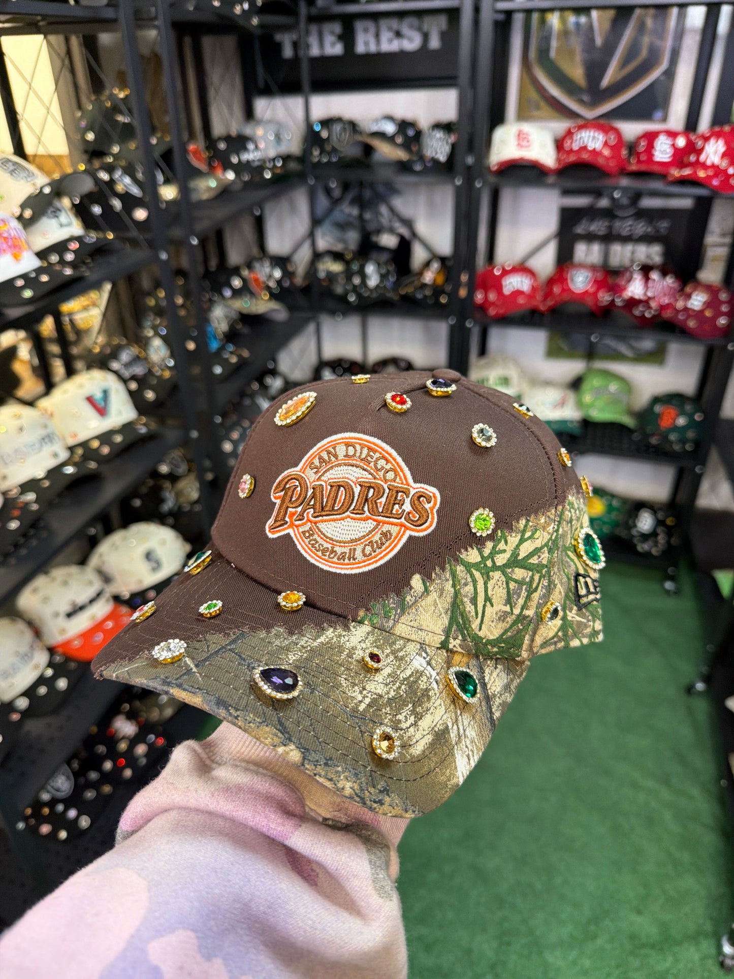 Brown SD Padres Hat half camo