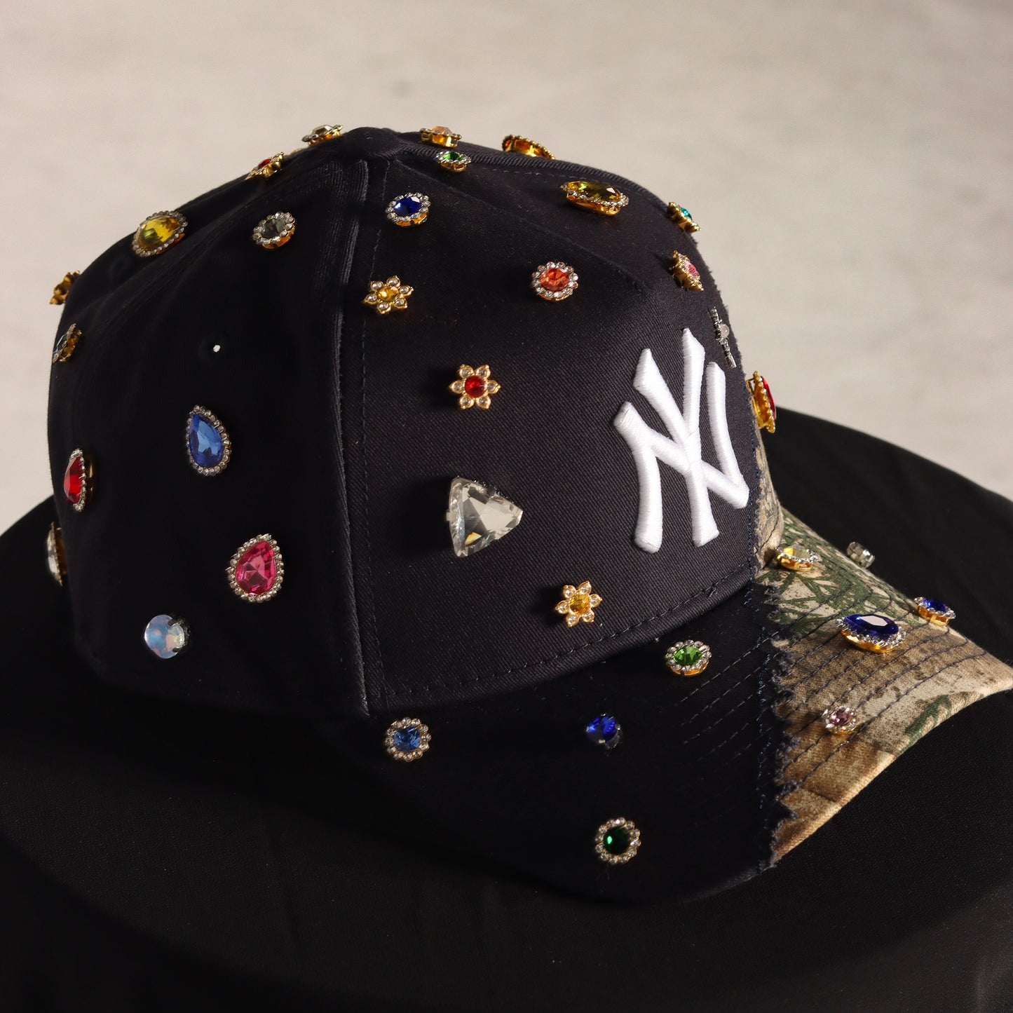 Custom half camo/navy blue NY