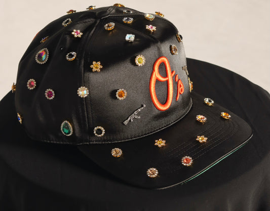 Custom Satin black Baltimore Orioles SnapBack