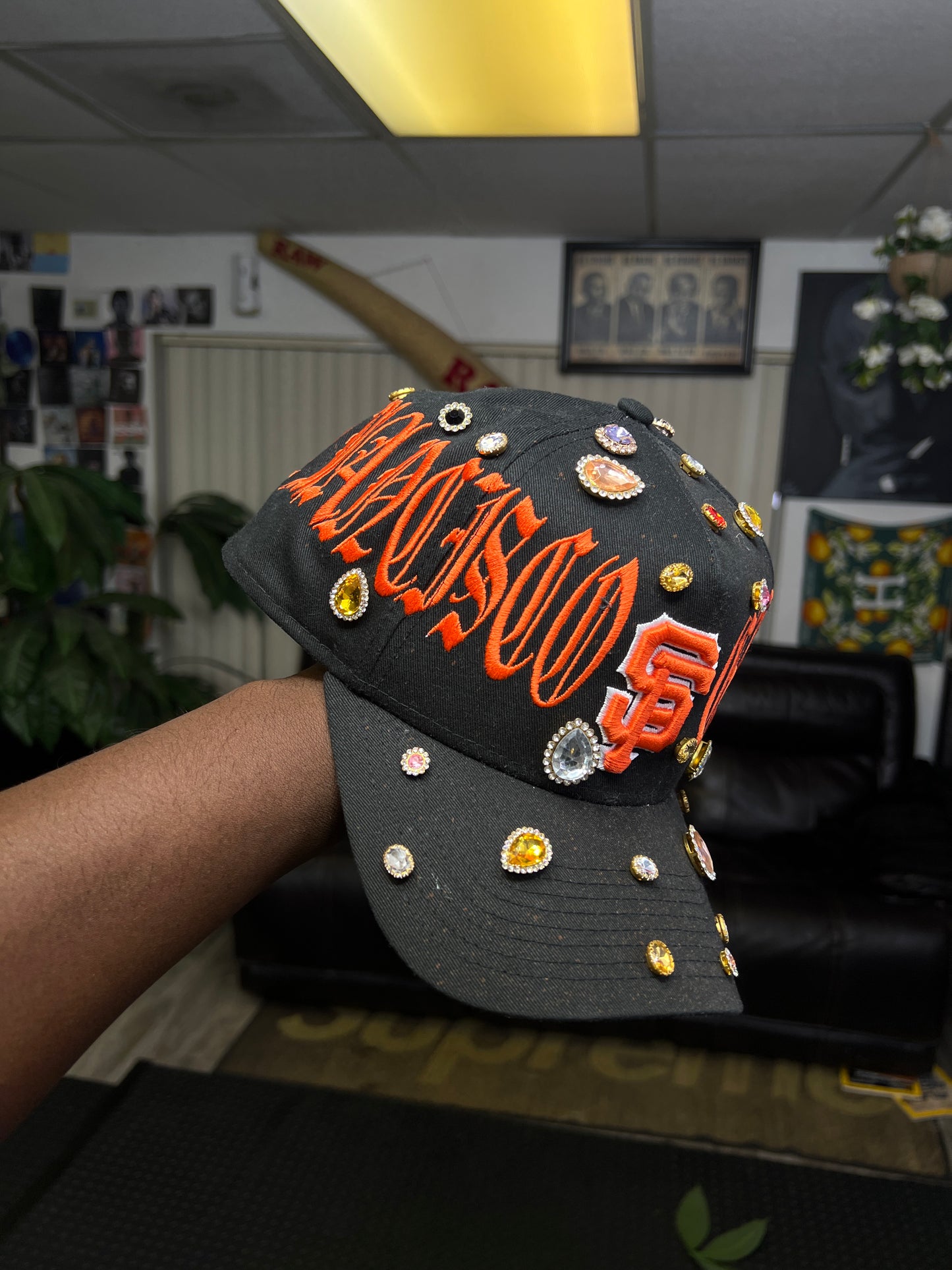 Custom Black & Orange SF Hat